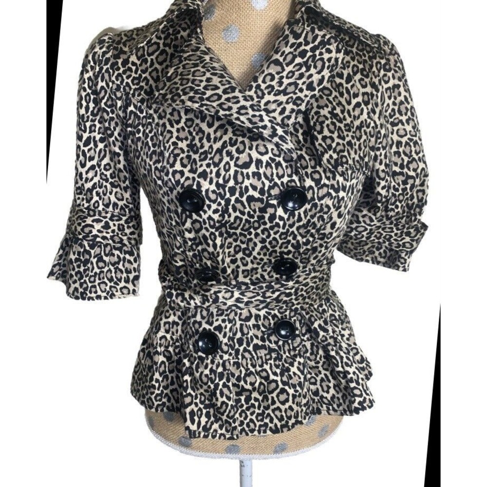 Forever 21 VtG Peplum Blazer Jacket Y2K Small Leopard Mcbling Fitted Mob Wife - Picture 1 of 16